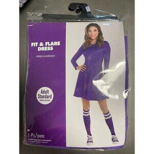 Amscan Fit  & Flare Purple Dress Womens Halloween‎ Costume Up To Size 8 Cosplay